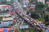 Mangaluru: Road repairs near Kulur old bridge trigger massive traffic jam on NH-66
